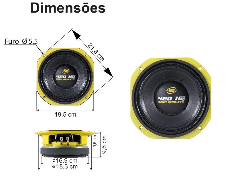 Alto Falante 8 Polegadas Eros Mid Bass E-420 HQ 420W 8 Ohms