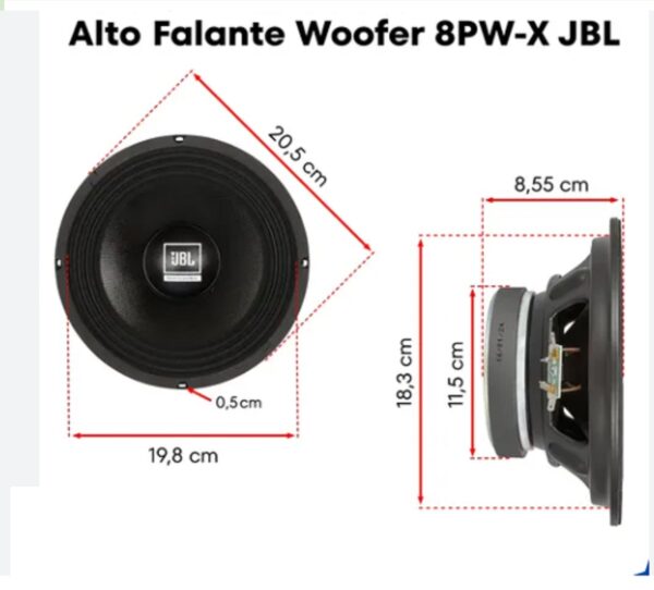 JBL 8PWX 8R ミッドベース スピーカー 8インチ 8Ω 200Wrms | カー